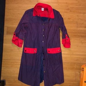 GENTLE FAWN navy/red pin stripe shirt dress sz M